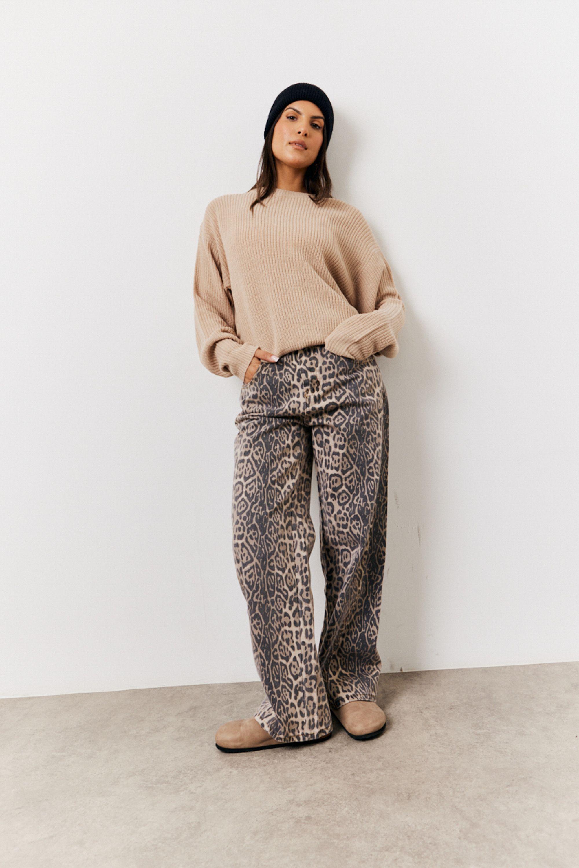 Leopard Straight Leg Jeans by IN THE STYLE