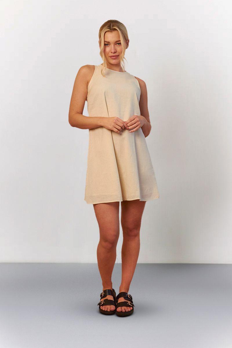 Linen High Neck Sleeveless Smock Mini Dress by IN THE STYLE Linen High Neck Sleeveless Smock Mini Dress by IN THE STYLE