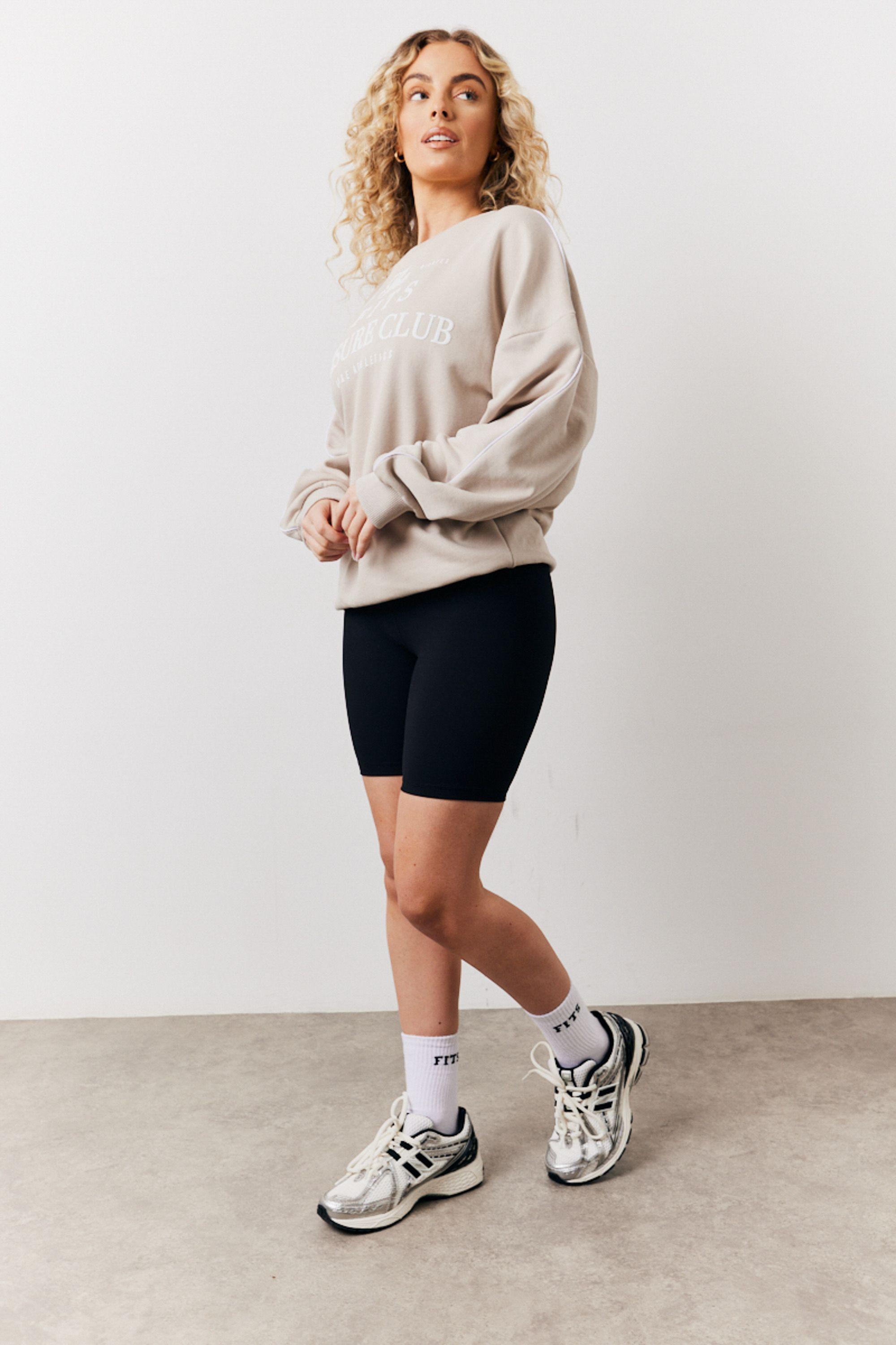 Stone Fit Leisure Club Graphic Oversized Sweatshirt by IN THE STYLE
