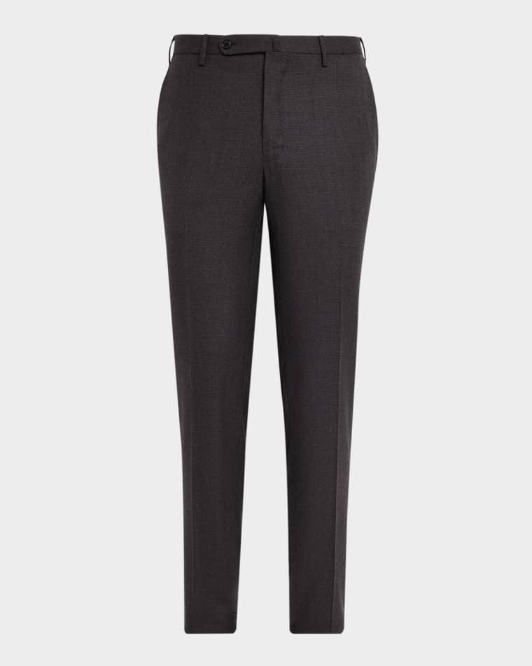 Men's Micro-Houndstooth Wool and Cashmere Trousers by INCOTEX