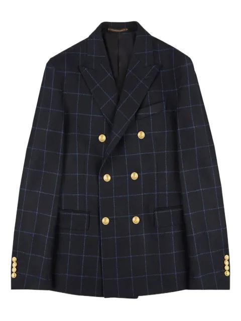 double-breasted checked wool jacket by INCOTEX