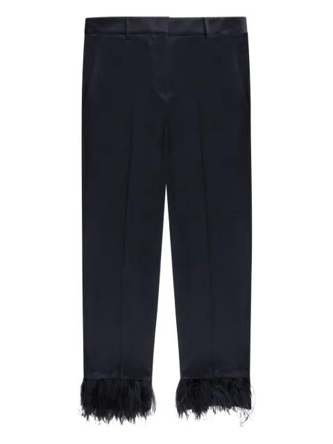 feather-trim trousers by INCOTEX