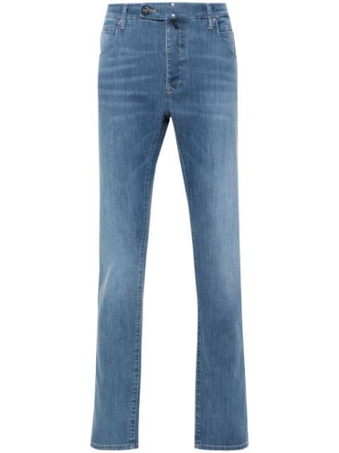 logo-patch tapered jeans by INCOTEX