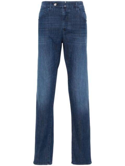 logo-patch tapered jeans by INCOTEX