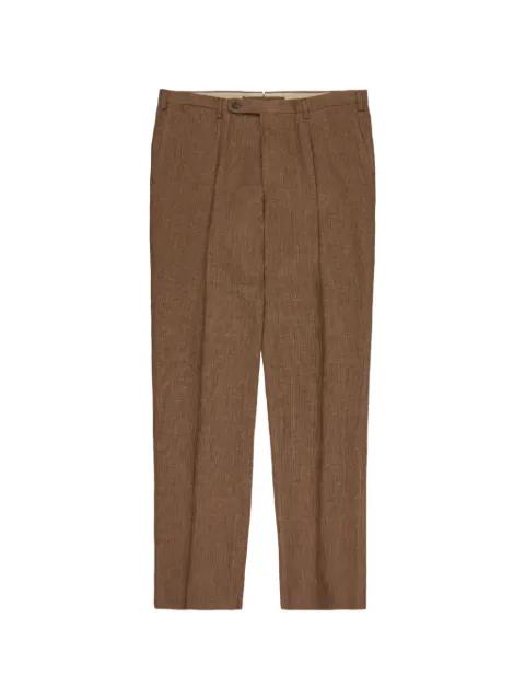 micro houndstooth linen trousers by INCOTEX