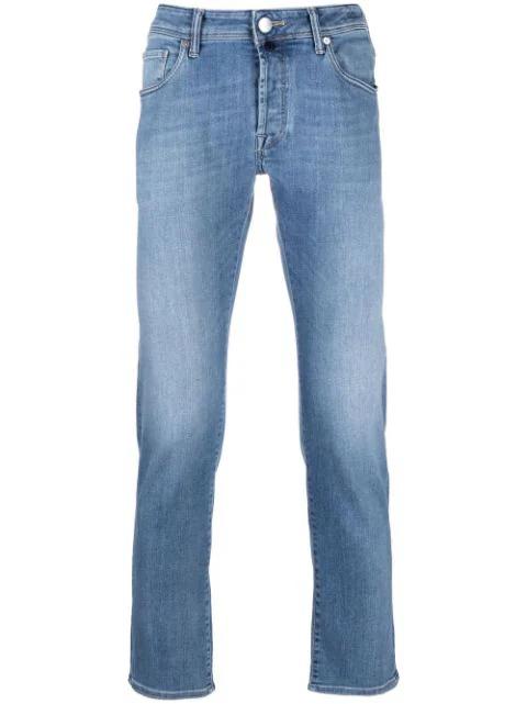 stonewashed slim cut jeans by INCOTEX