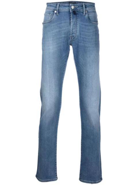 stonewashed straight-leg jeans by INCOTEX