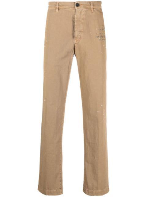 text-print straight-leg trousers by INCOTEX