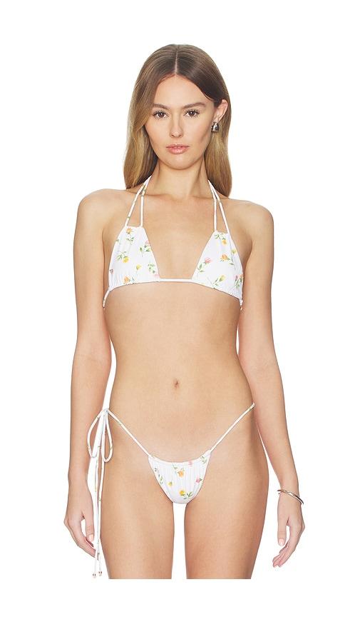 Indah Bongo Triangle Bikini Top in White by INDAH