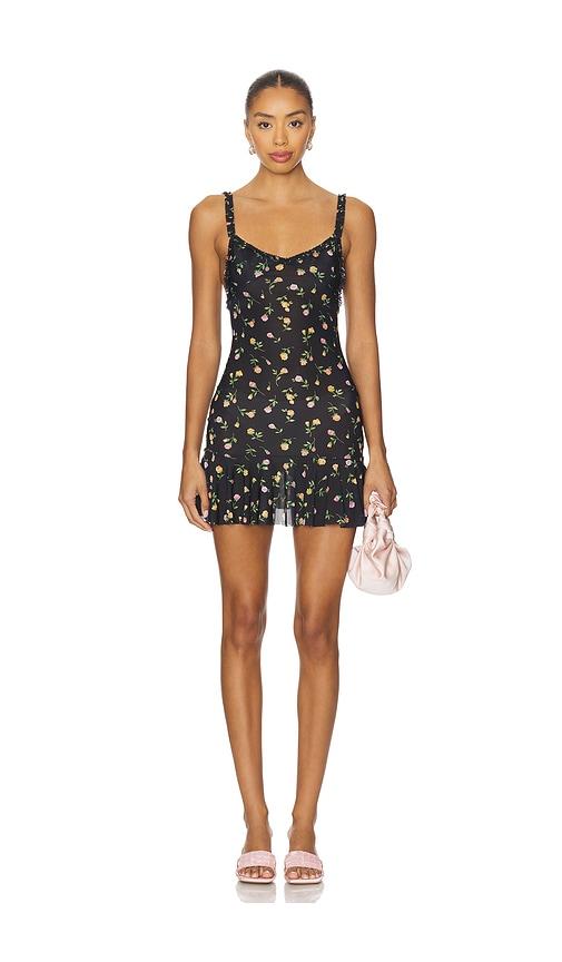 Indah Camilla Mini Dress With Ruffles in Black by INDAH