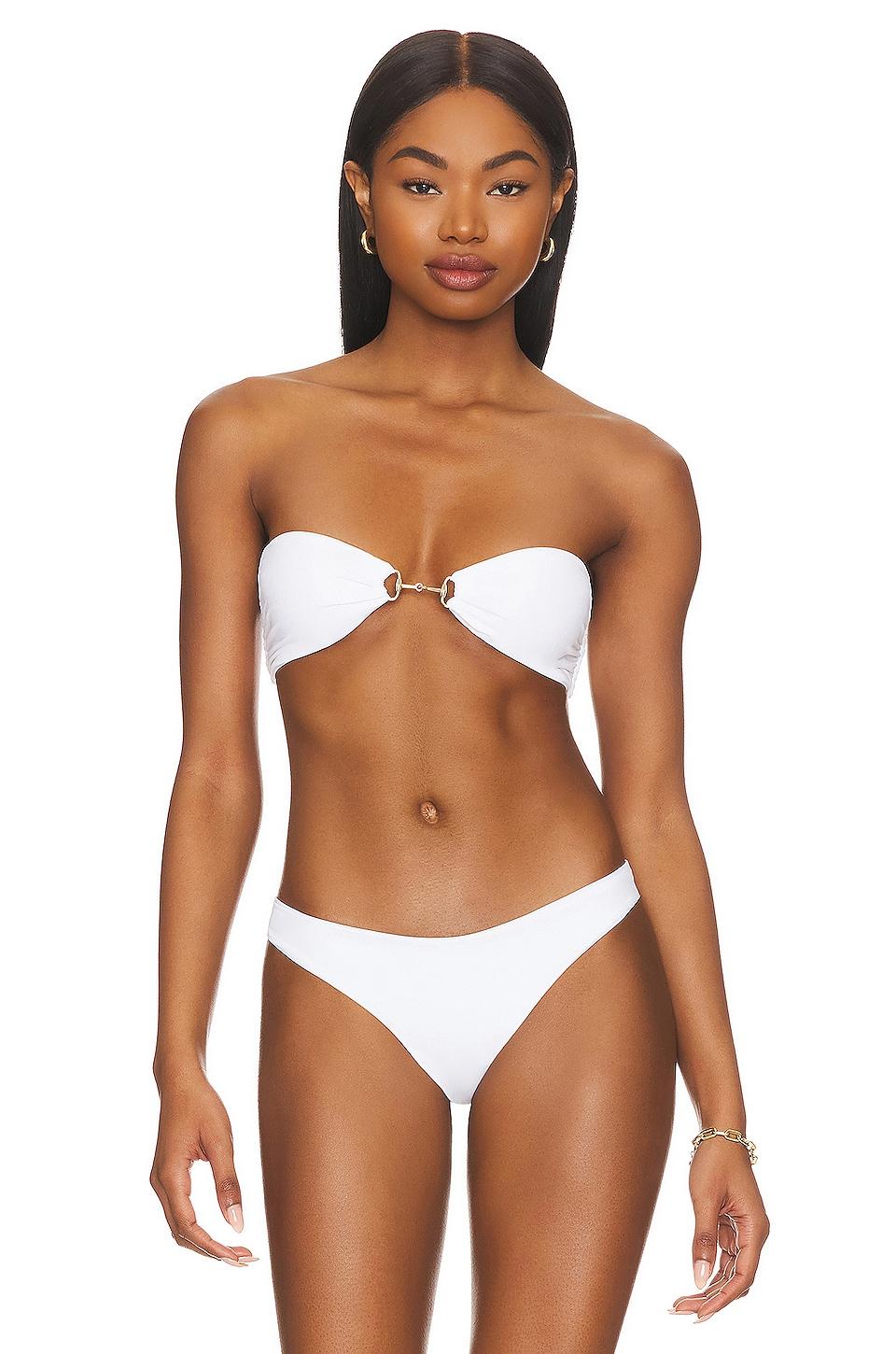 Indah Cleo Bikini Top in White by INDAH