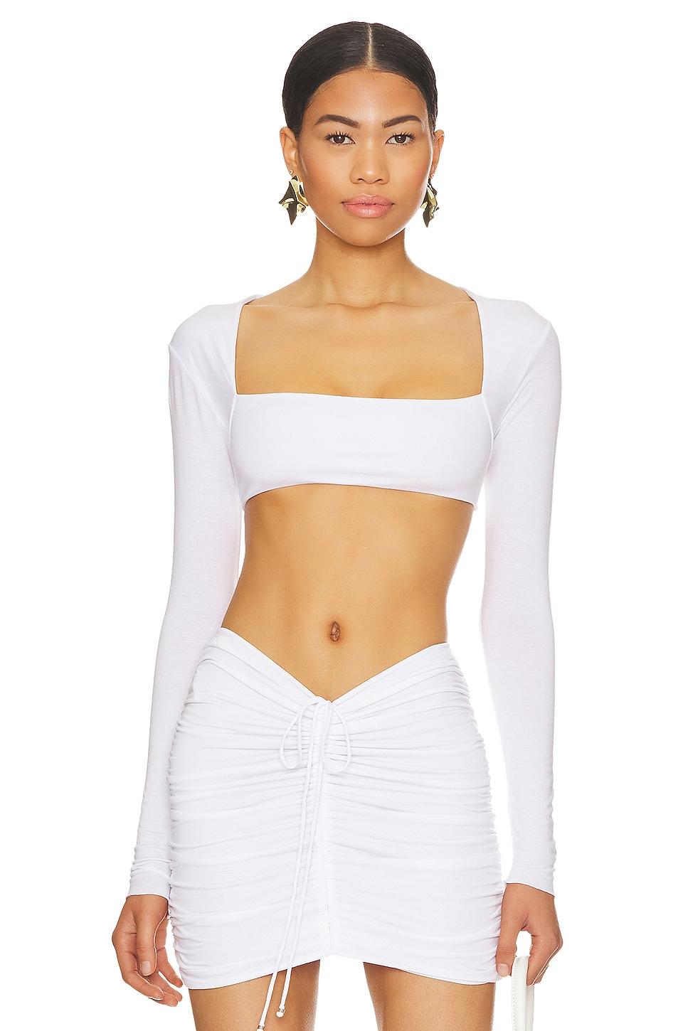 Indah Helen Crop Top in White by INDAH
