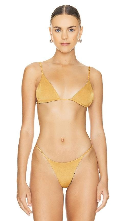 Indah Viera Triangle Bra Top in Mustard by INDAH