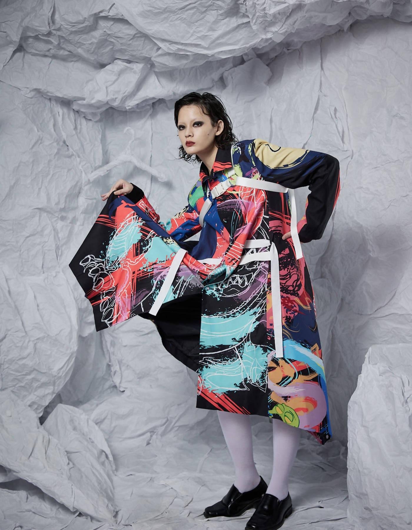 Military Style Asymmetric Coat In Printing by INF