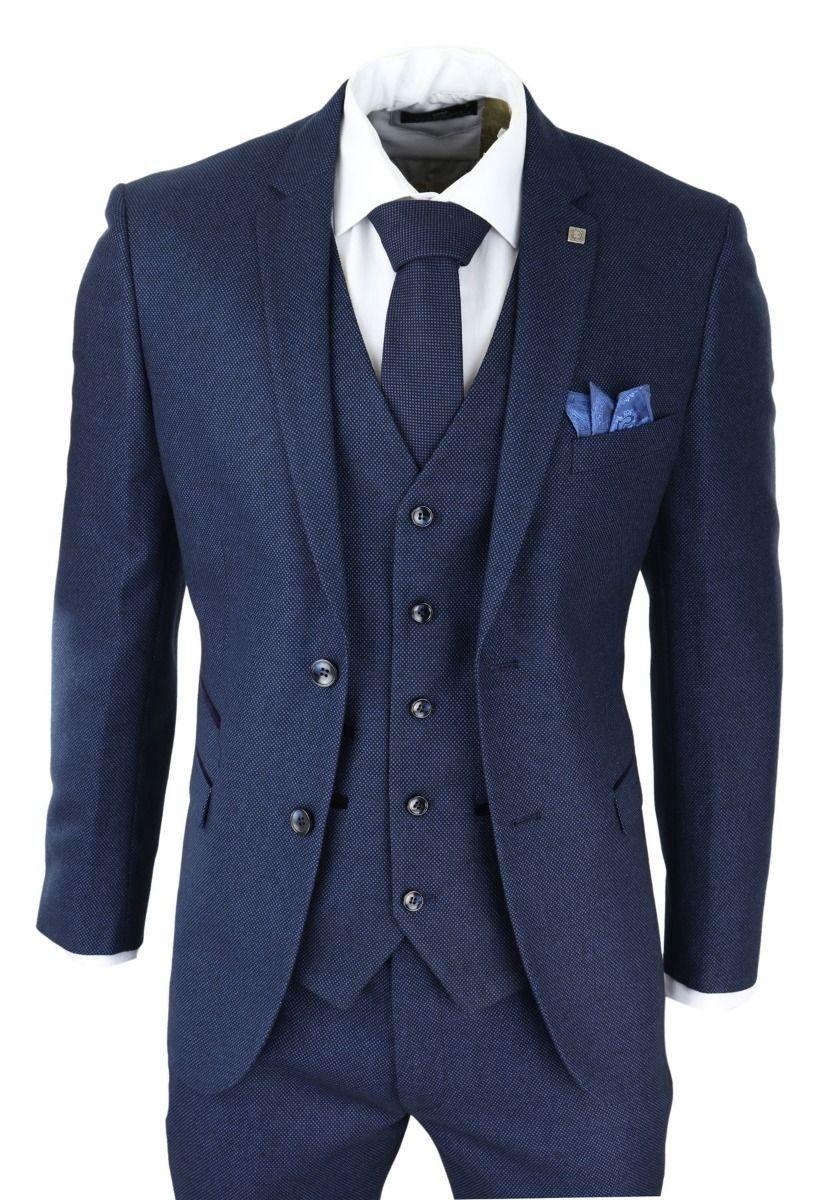 3 Piece Birdseye Tweed Classic Suit by INFINITY LEATHER