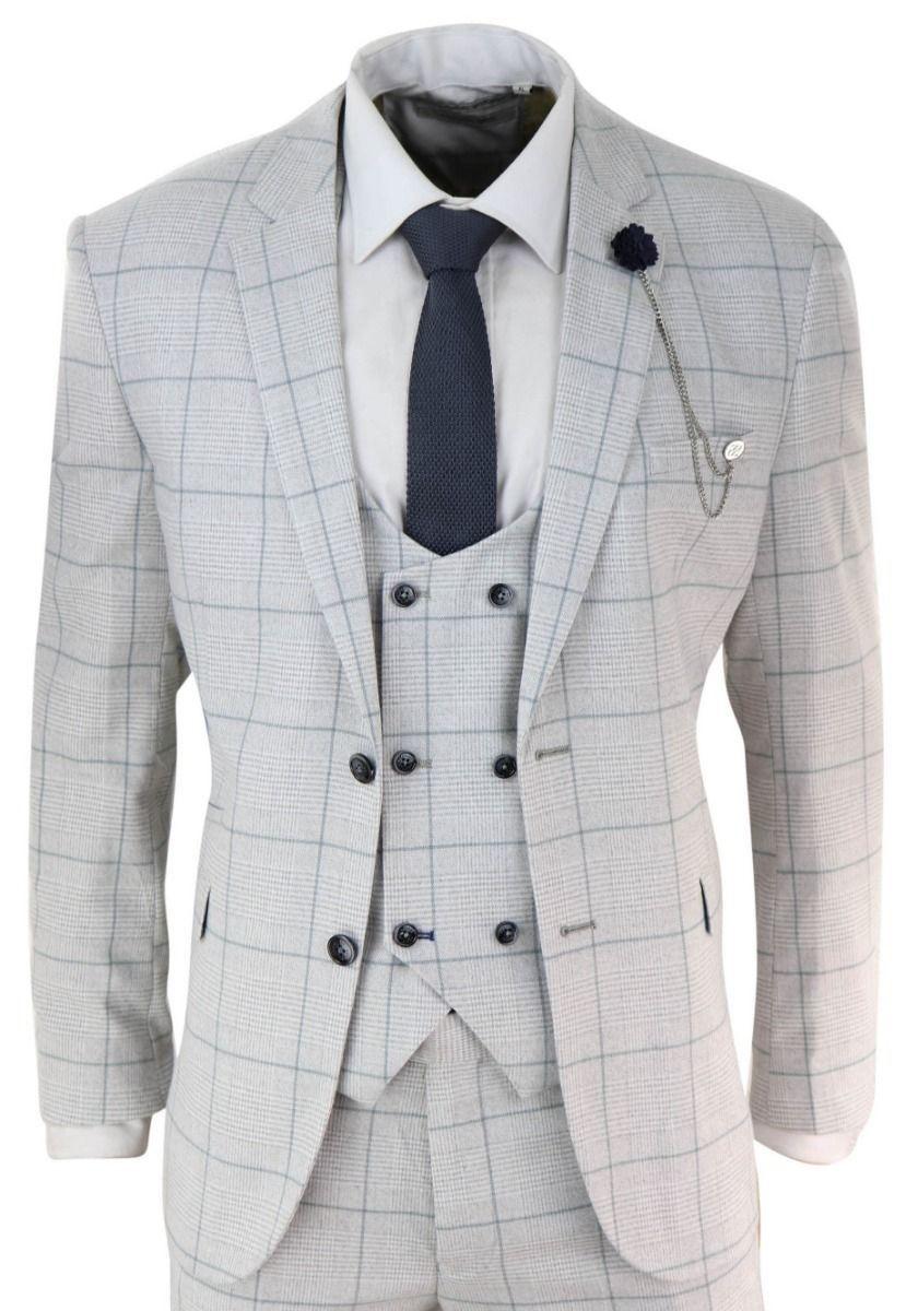 3 Piece Check Tweed Vintage Retro Classic Suit by INFINITY LEATHER