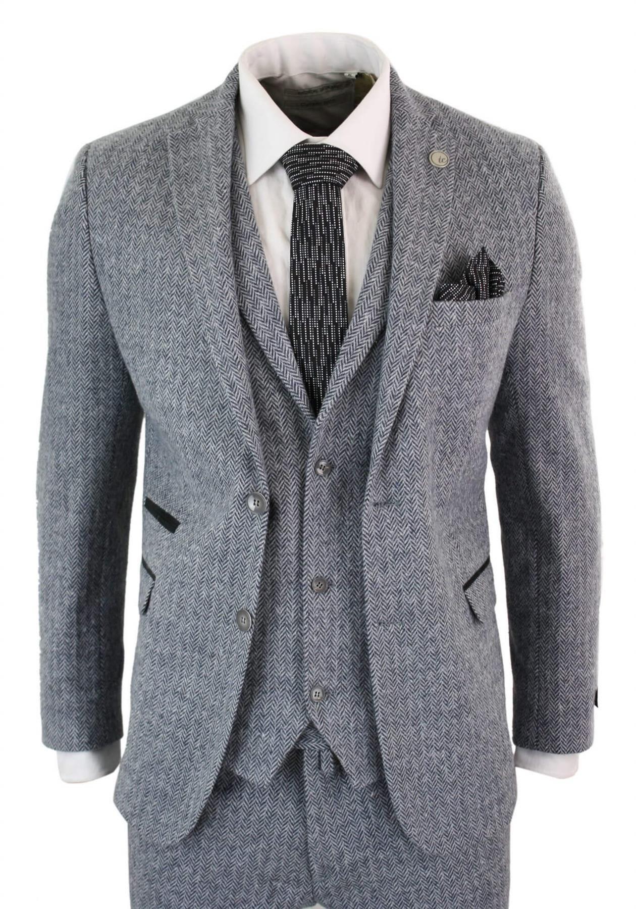 3 Piece Herringbone Tweed Suit by INFINITY LEATHER