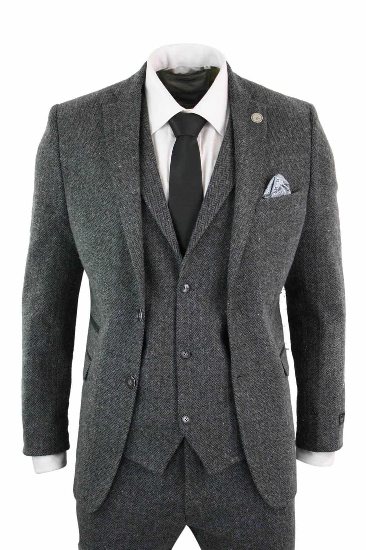 3 Piece Herringbone Tweed Suit by INFINITY LEATHER