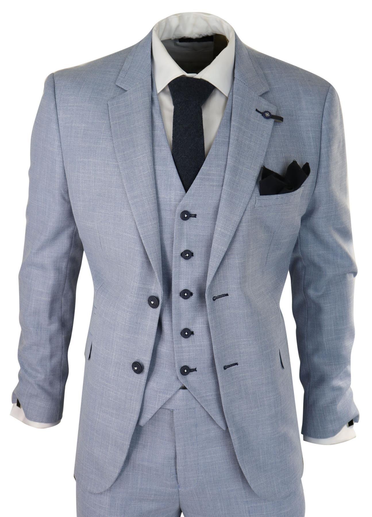 3 Piece Linen Suit Summer Tailored Fit Wedding Prom Classic Suit by INFINITY LEATHER