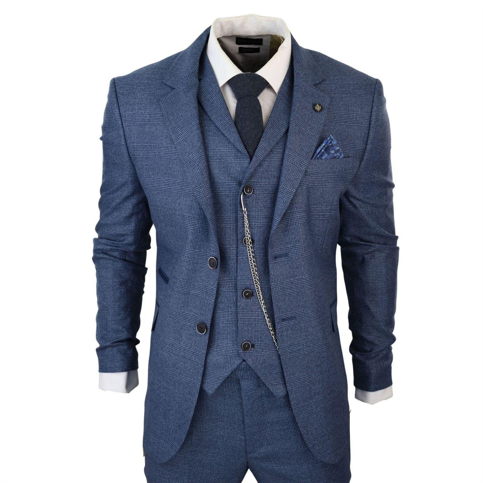 3 Piece Prince Of Wales Check Suit by INFINITY LEATHER