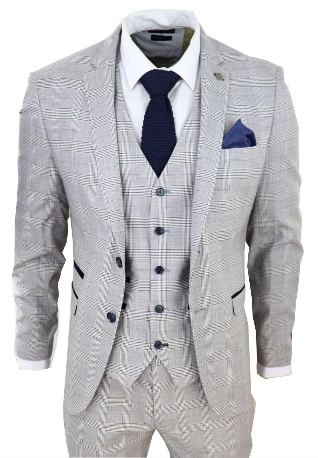 3 Piece Tan Check Tailored Fit Suit by INFINITY LEATHER