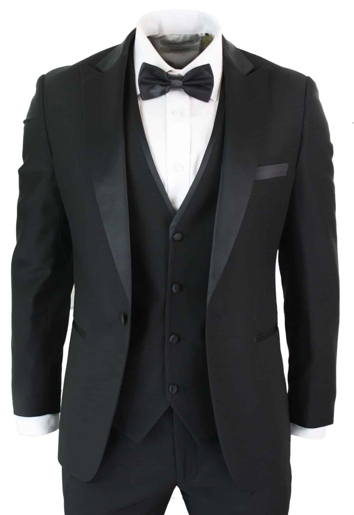 3 Piece Tuxedo Suit Classic Satin Dinner Tailored Fit Wedding Prom by INFINITY LEATHER