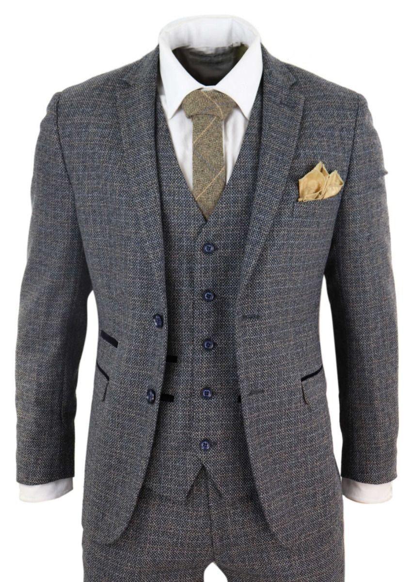 3 Piece Tweed Check Vintage Retro Suit by INFINITY LEATHER