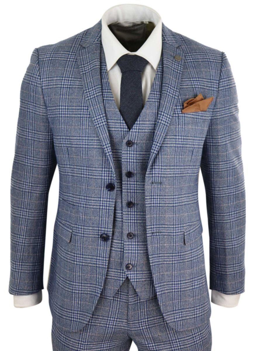 3 Piece Tweed Check Vintage Retro Suit by INFINITY LEATHER