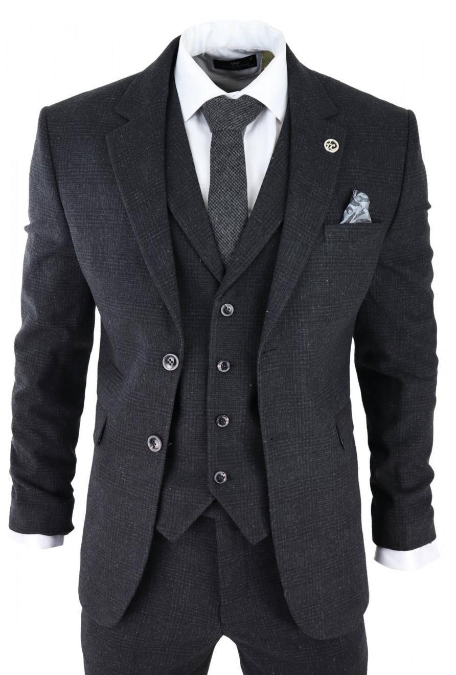 3 Piece Tweed Suit Peaky Blinders 1920s Gatsby Classic Tailored Fit by INFINITY LEATHER