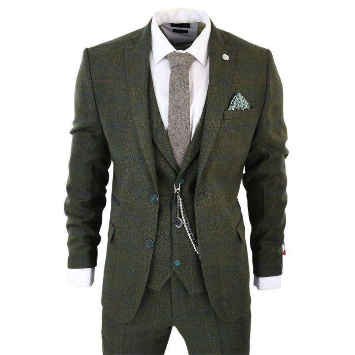 3 Piece Wool Suit Tweed Check Peaky Blinders 1920 Gatsby Formal by INFINITY LEATHER