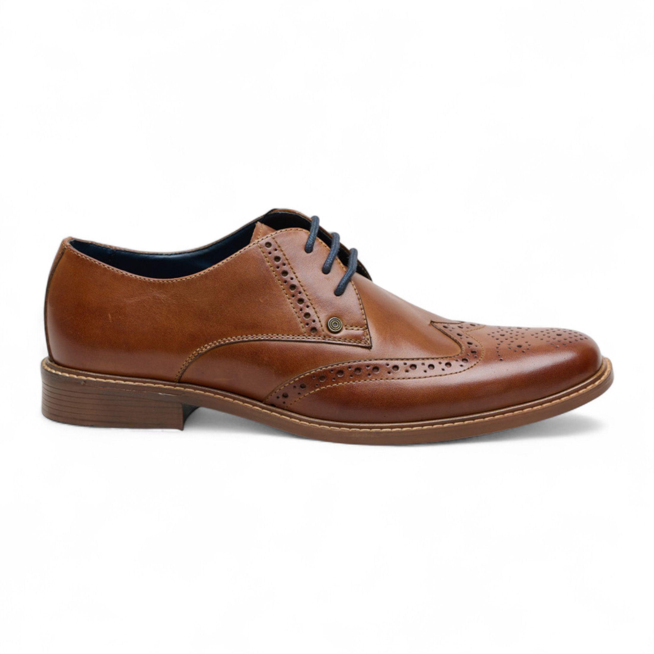 Ben Sherman Leather Wingtip Oxford Brogue Dress Shoes - Andy by INFINITY LEATHER