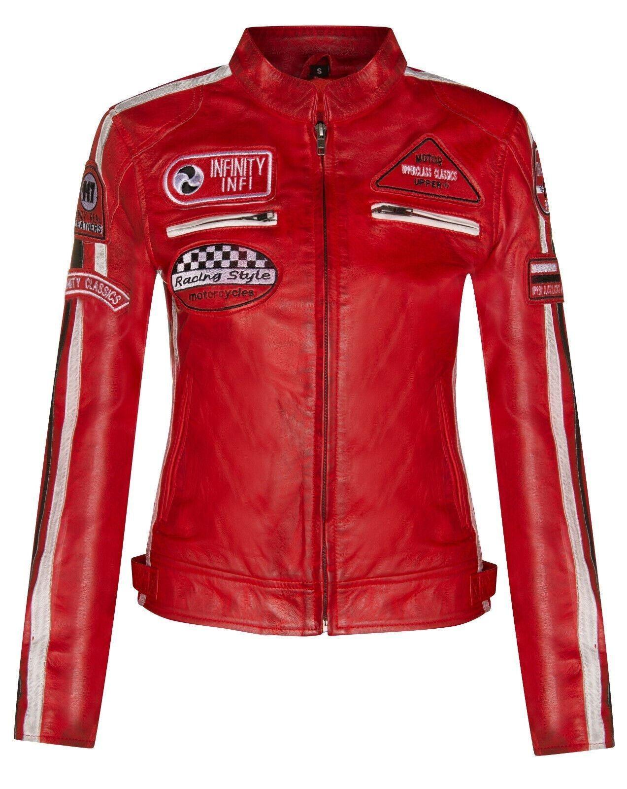 Biker Racing Badges Leather Jacket-Eastleigh by INFINITY LEATHER