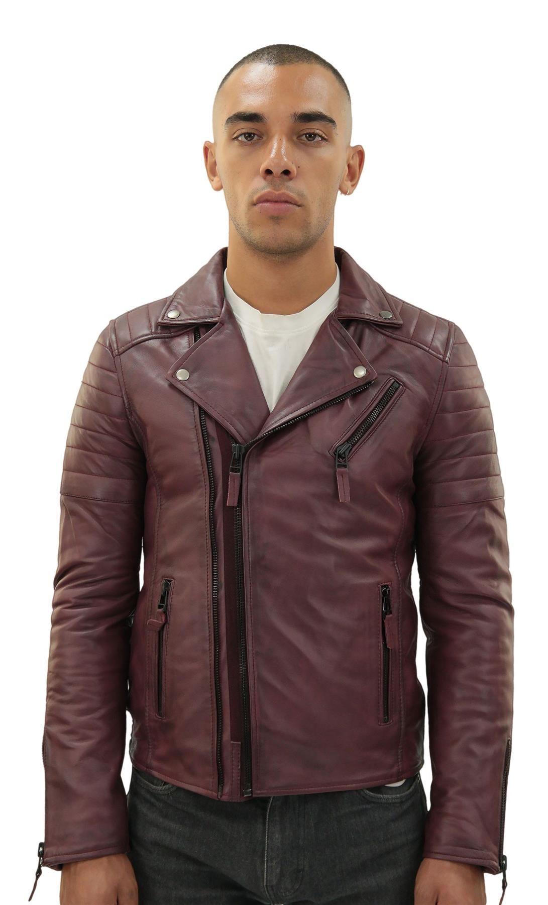 Brando Double Cross Zip Leather Biker Jacket-Casablanca by INFINITY LEATHER