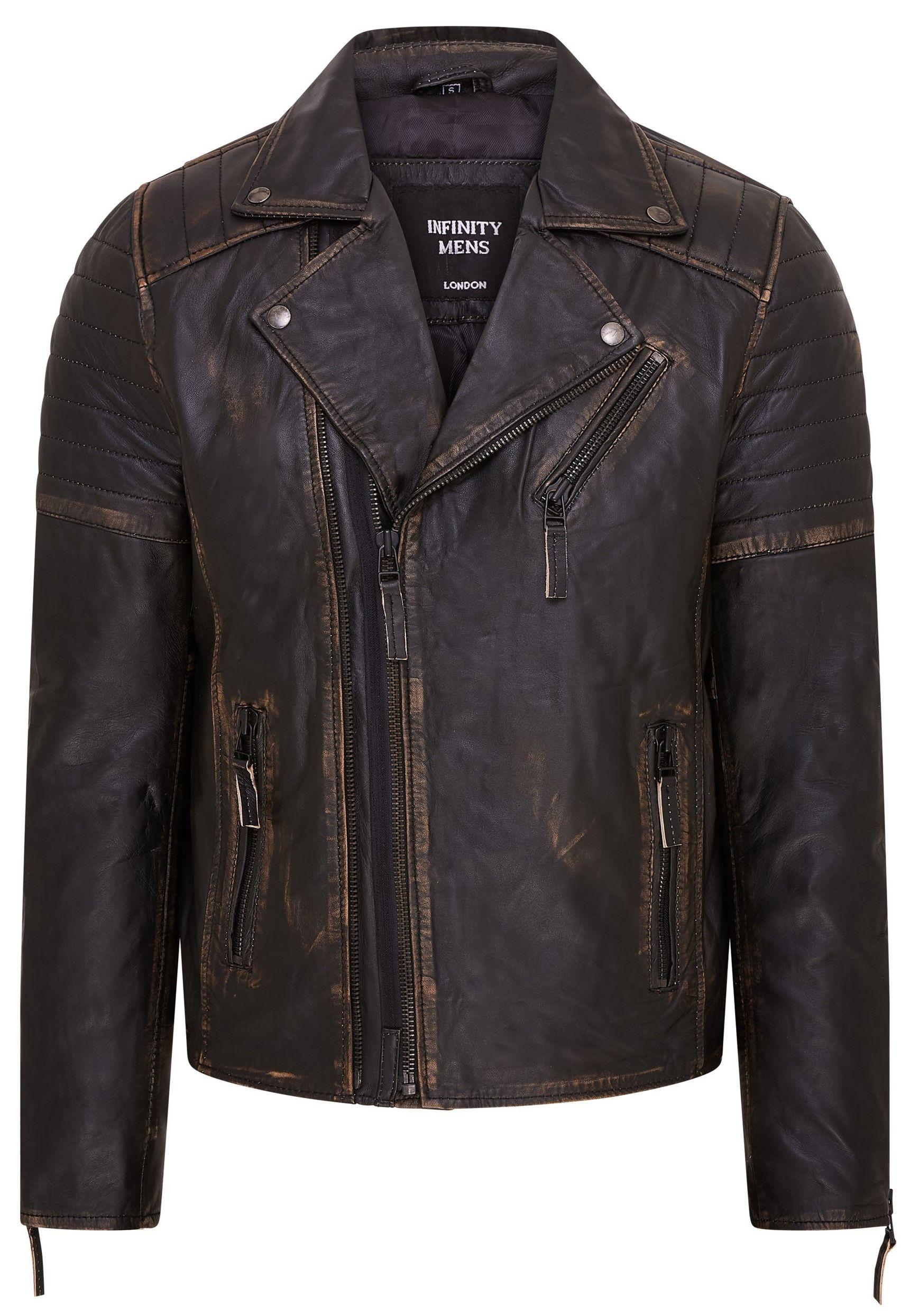 Brando Double Cross Zip Leather Biker Jacket- Fagernes by INFINITY LEATHER