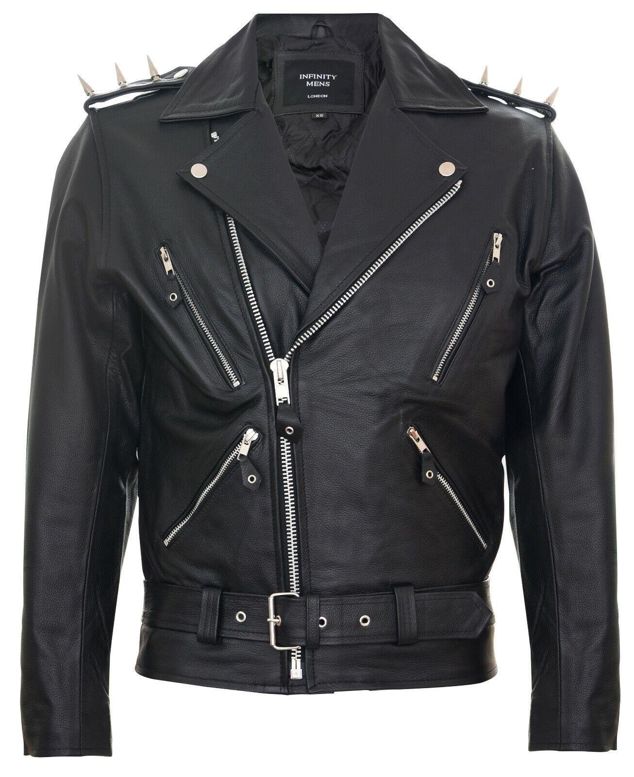 Brando ''Ghostrider'' Spiked Leather Biker Jacket-Munich by INFINITY LEATHER