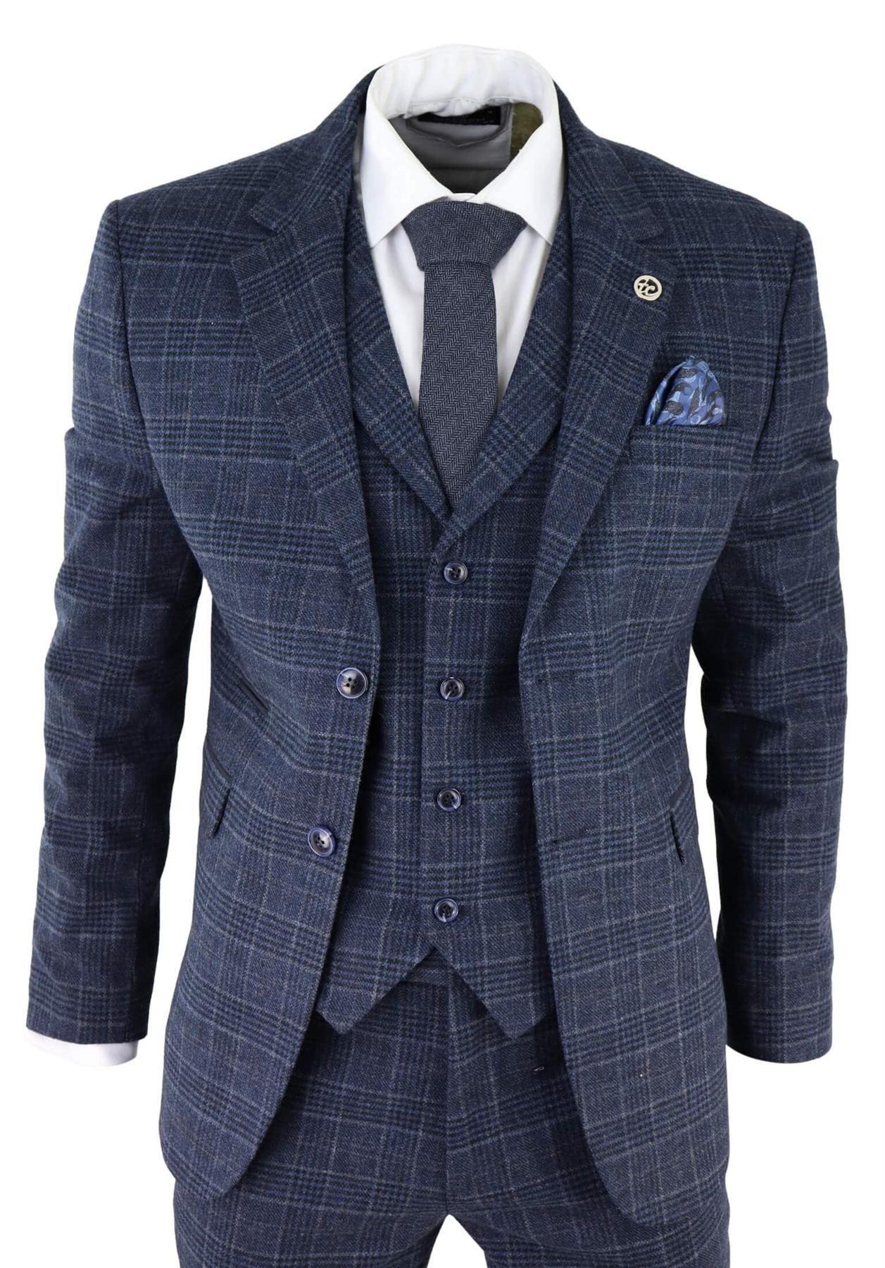 Check 3 Piece Tweed Suit Peaky Blinders 1920s Gatsby Tailored Fit by INFINITY LEATHER