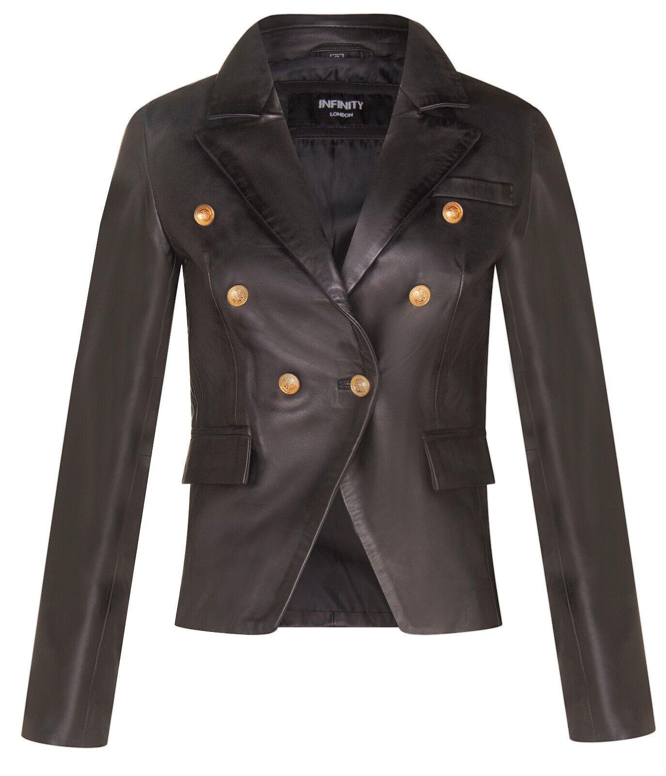 Classic Leather Military Blazer Jacket-Newent by INFINITY LEATHER