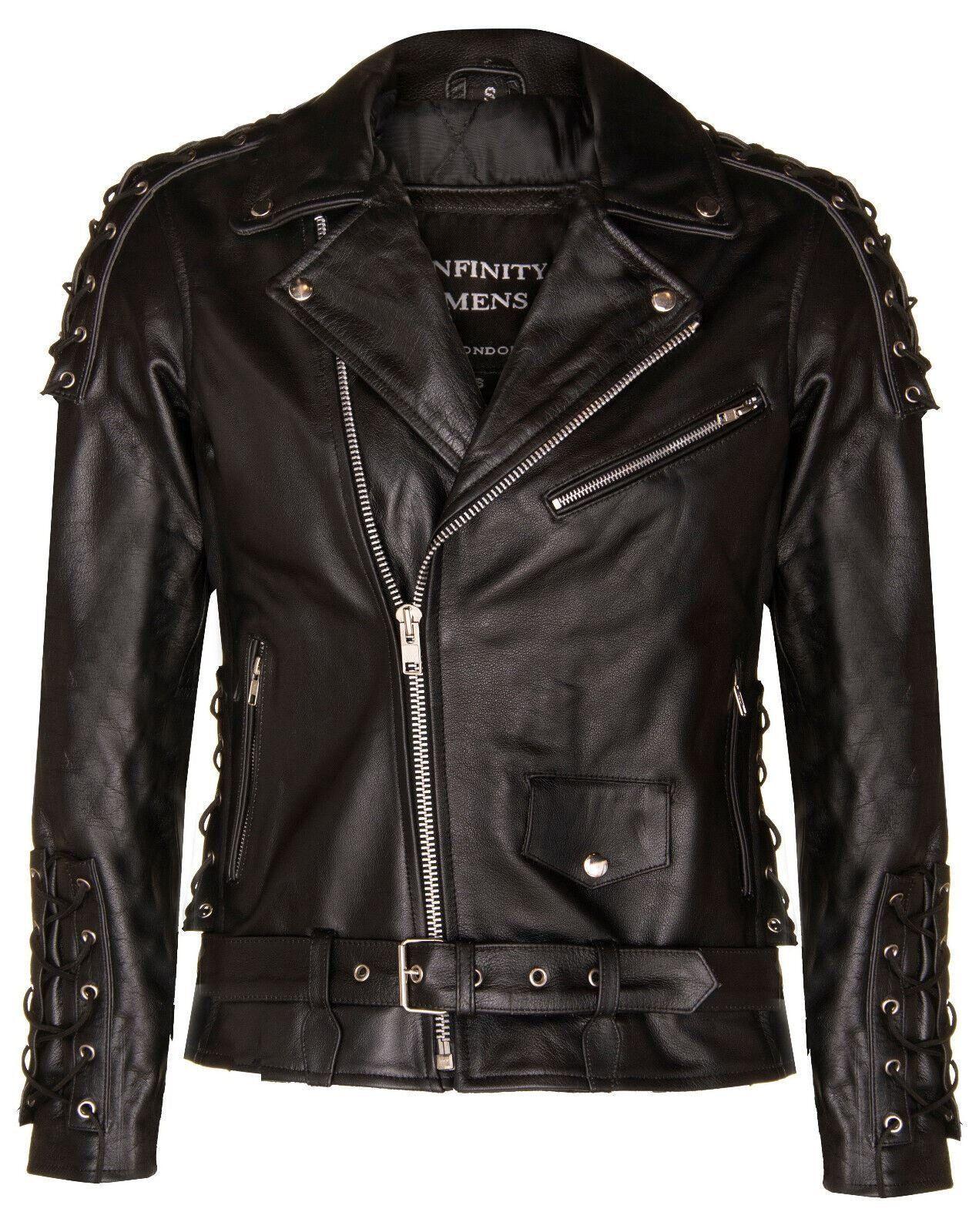 Embossed Brando Leather Biker Jacket-Chicago by INFINITY LEATHER