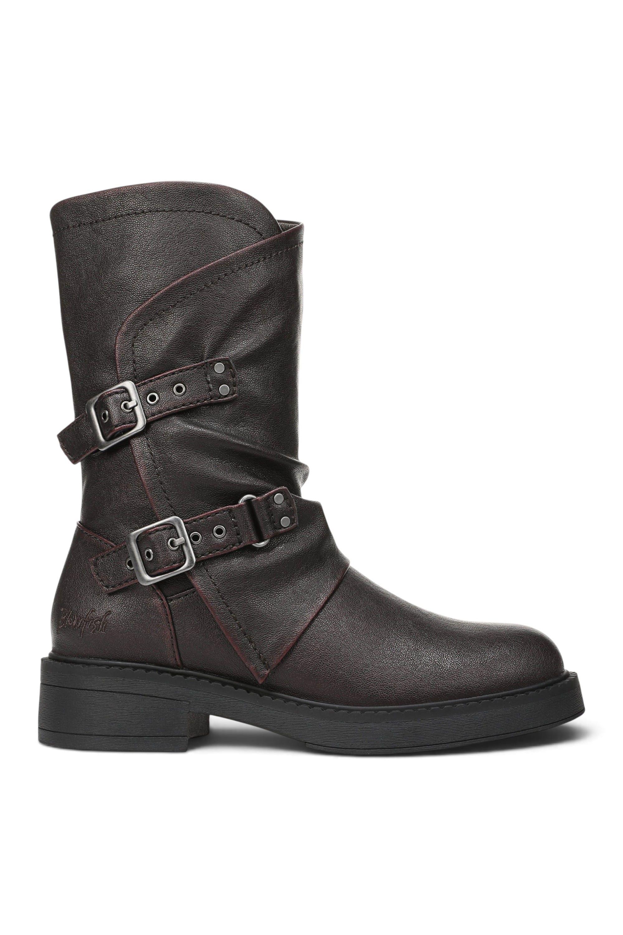 Faux Leather Mid-Calf Biker Boots - Blowfish Venice-2 by INFINITY LEATHER