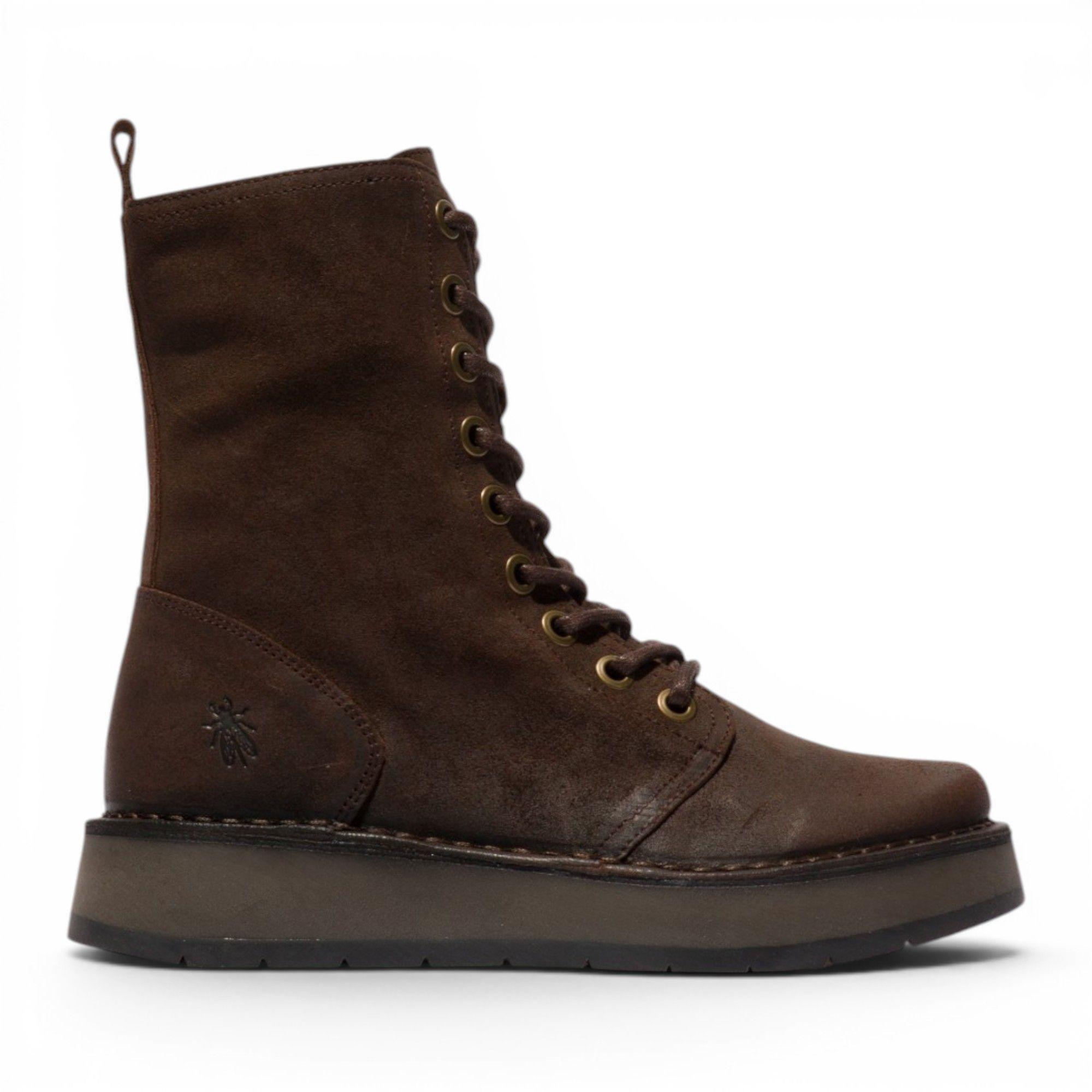 Fly London Combat Suede Leather Lace-up Boots - RAMI043 by INFINITY LEATHER