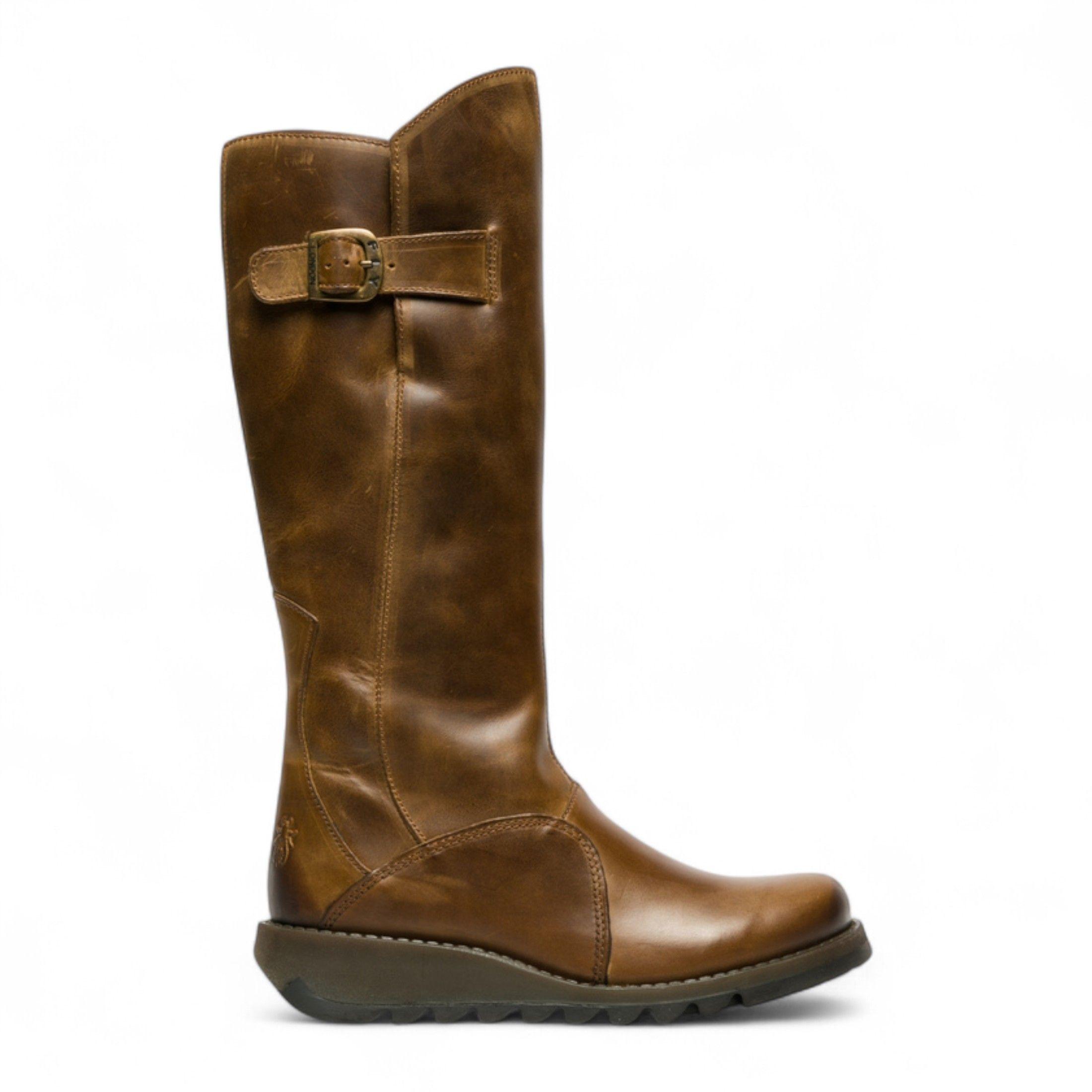 Fly London MOL 2 Leather Wedge Heel Knee High Zip-Up Boots by INFINITY LEATHER