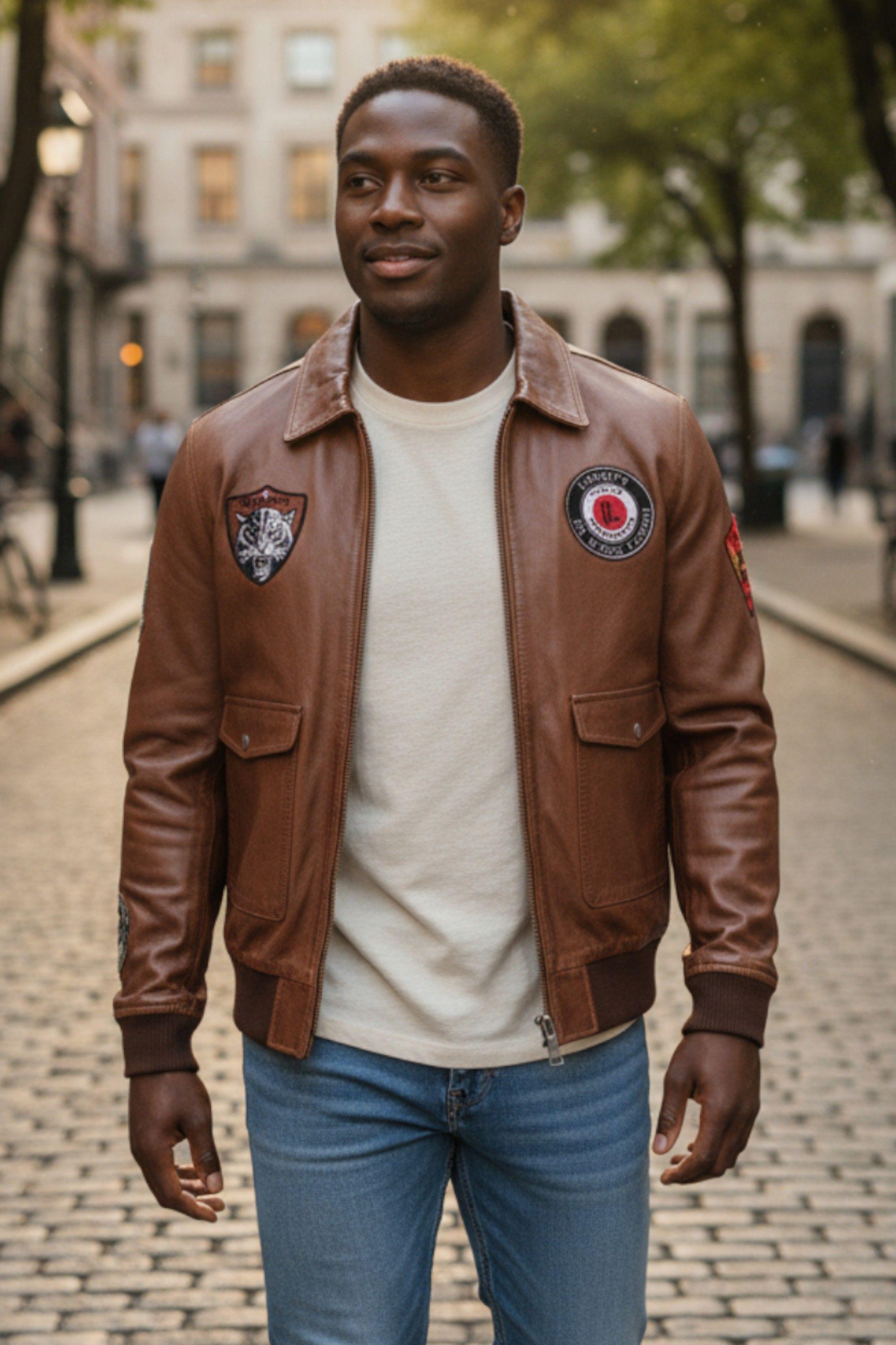 Flying Leather Bomber Aviator Collar Jacket  - Vanguard by INFINITY LEATHER