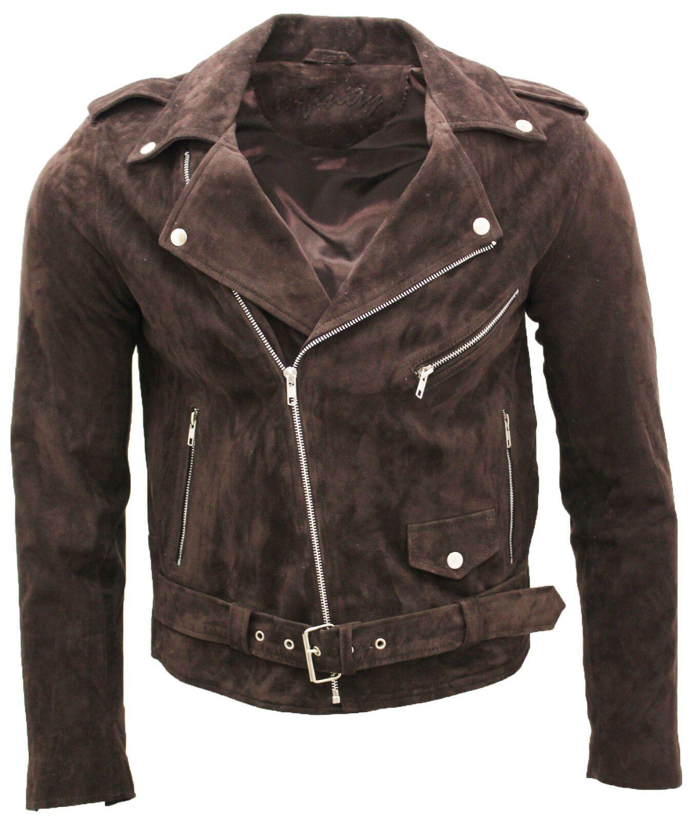 Goat Suede Leather Brando Biker Jacket-Melbourne by INFINITY LEATHER