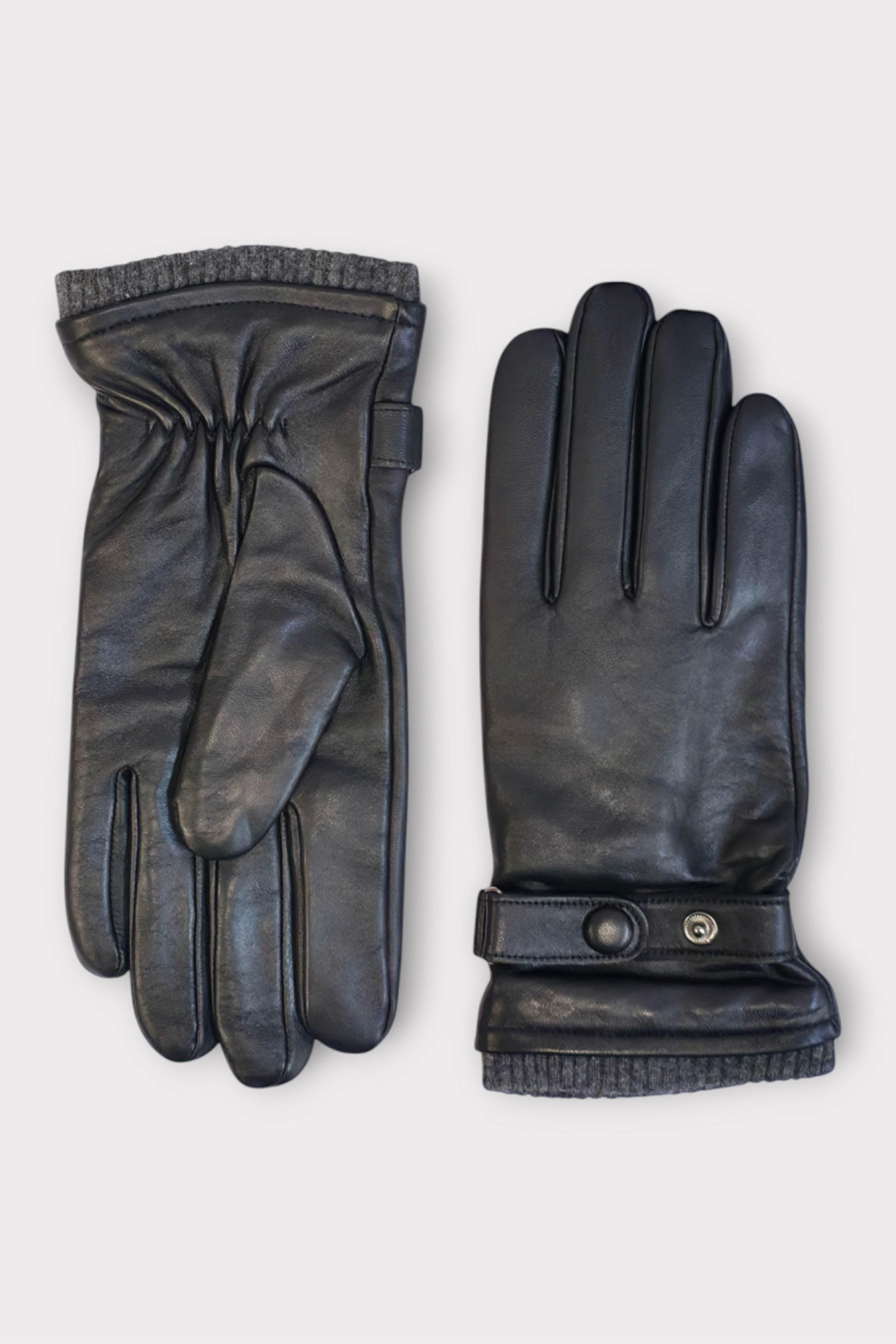 Italian Leather Warm Wool Lined Winter Knit-Rib Gloves by INFINITY LEATHER