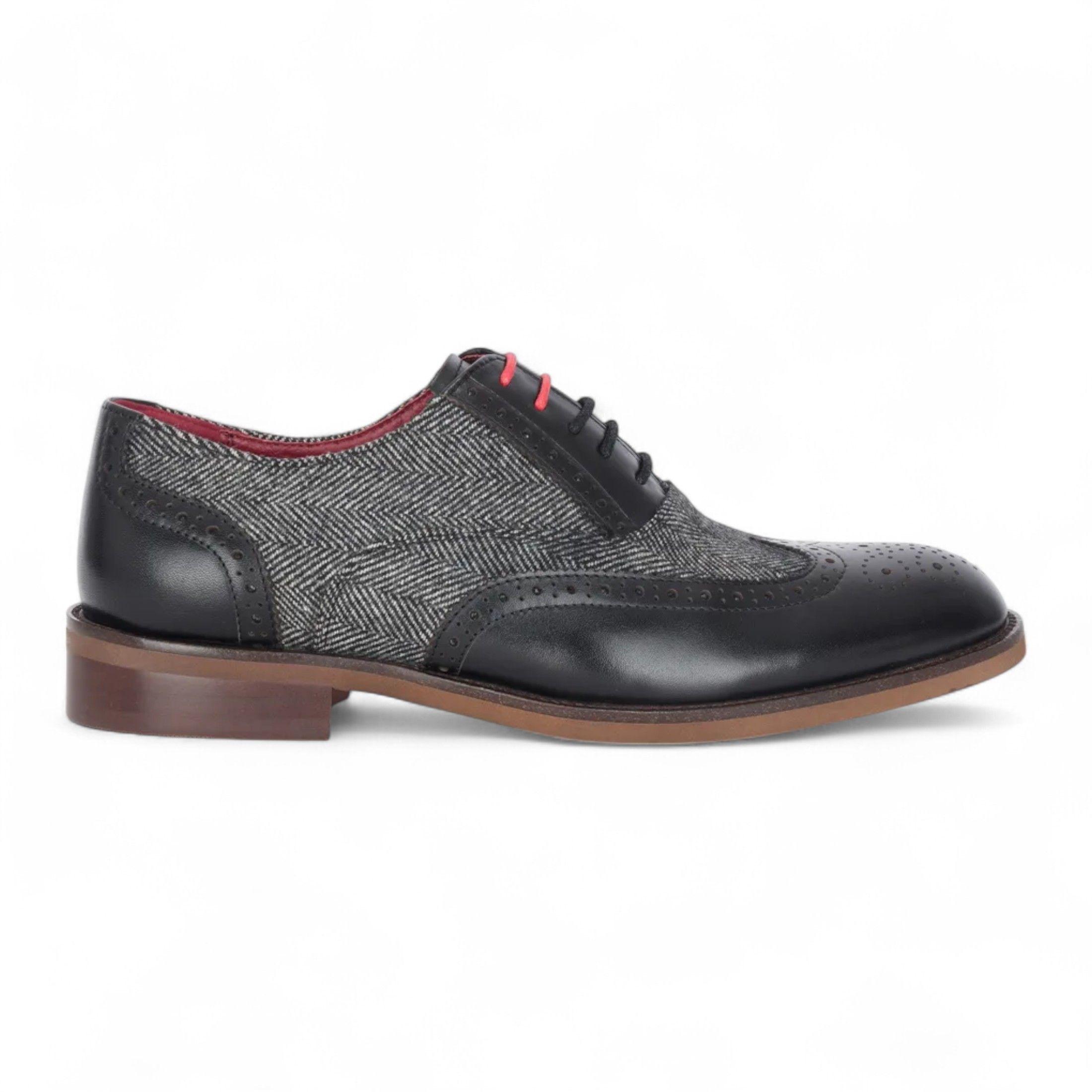 Justin Reess Leather Tweed Brogue Shoes - Albert by INFINITY LEATHER