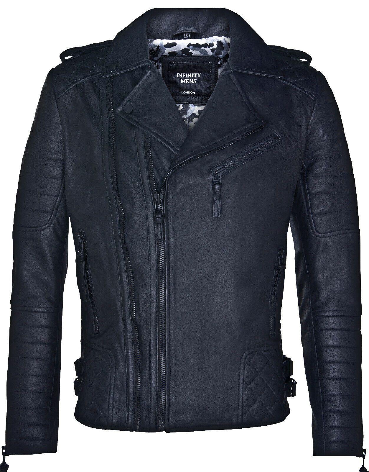 Leather Biker Quilted Brando Motorcycle Jacket by INFINITY LEATHER