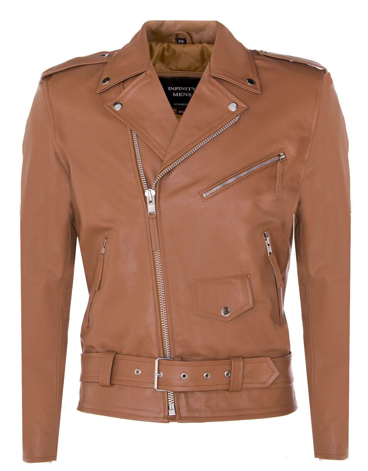 Leather Brando Biker Rock Motorcycle Hide Jacket by INFINITY LEATHER
