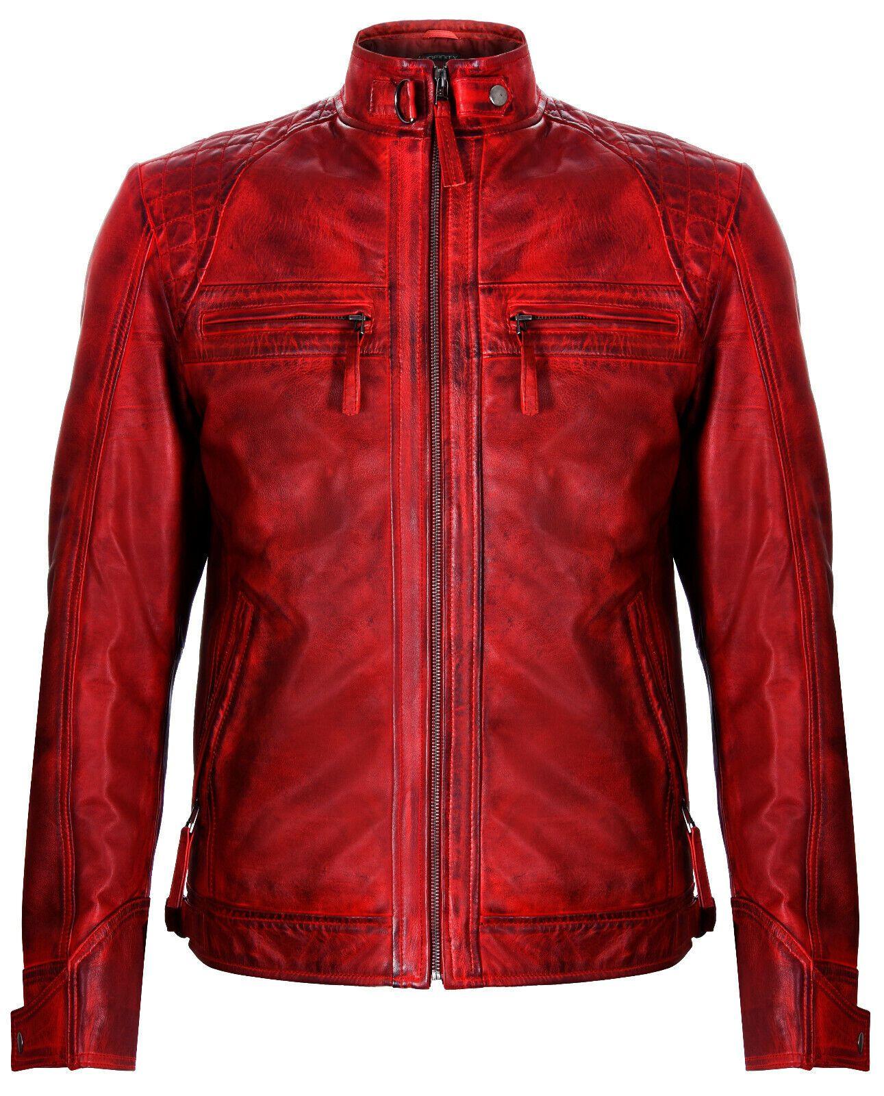 Leather Rock Racing Quilted Biker Jacket by INFINITY LEATHER