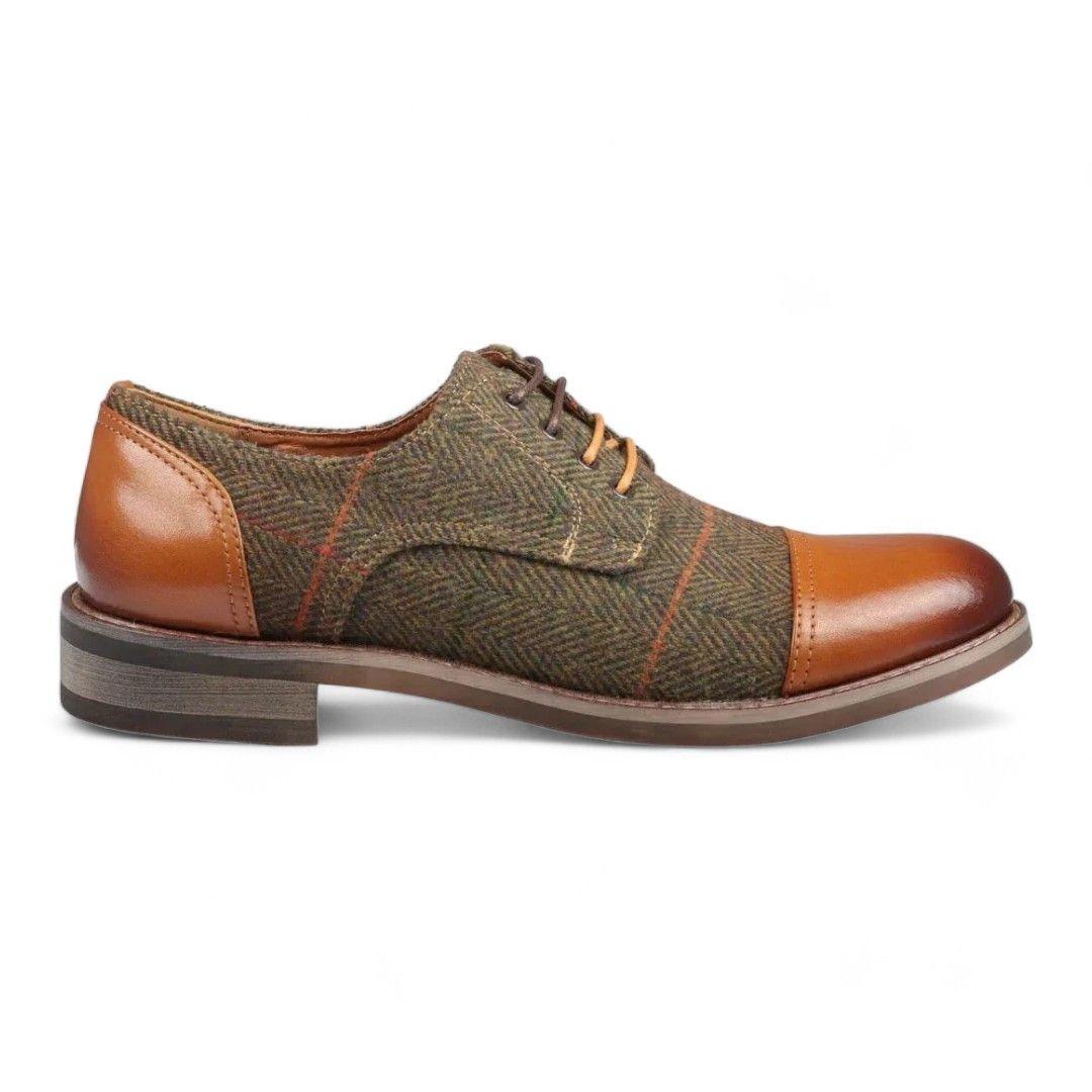Leather Tweed Oxford Shoes - Theon by INFINITY LEATHER