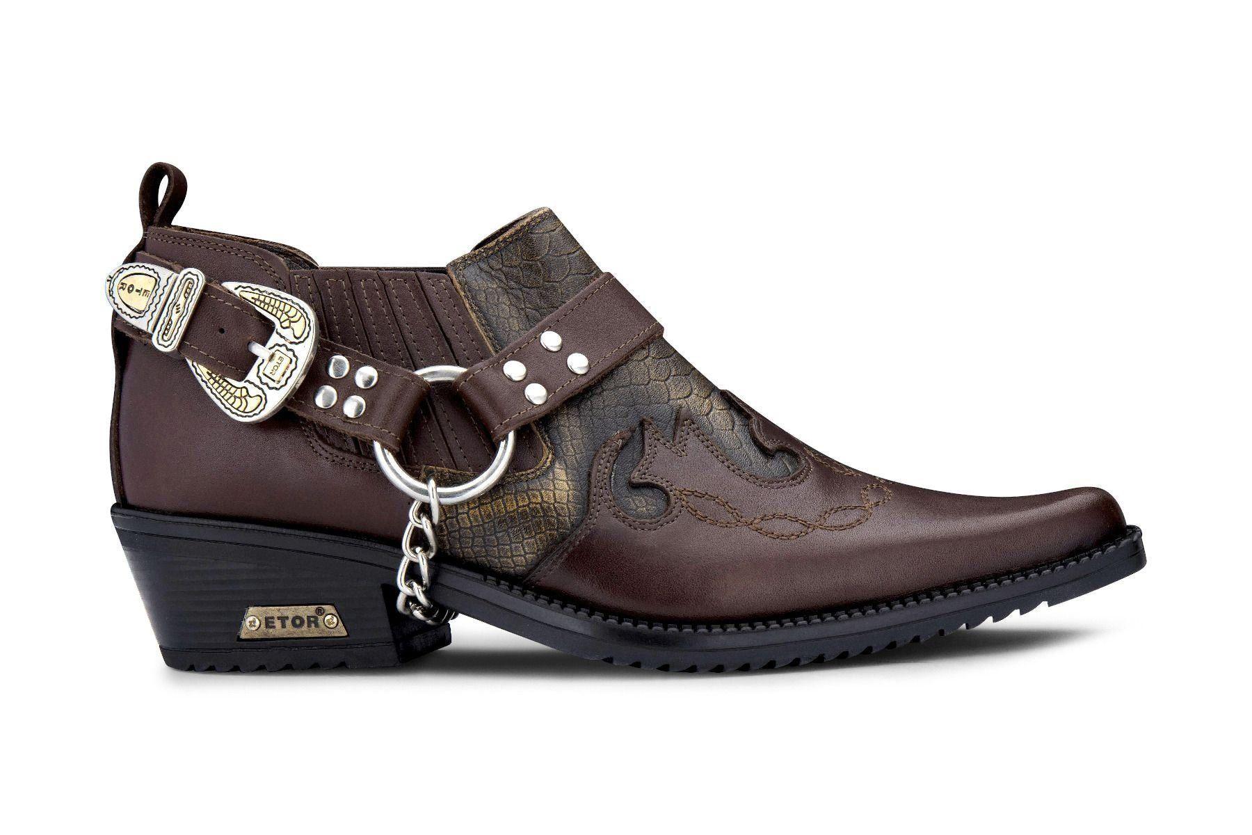 Men’s Brown Snakeskin Winklepicker Leather Biker Shoes by INFINITY LEATHER Men’s Brown Snakeskin Winklepicker Leather Biker Shoes by INFINITY LEATHER